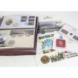A collection of modern Numismatic First Day Cover and other covers and stamps, presented in nine