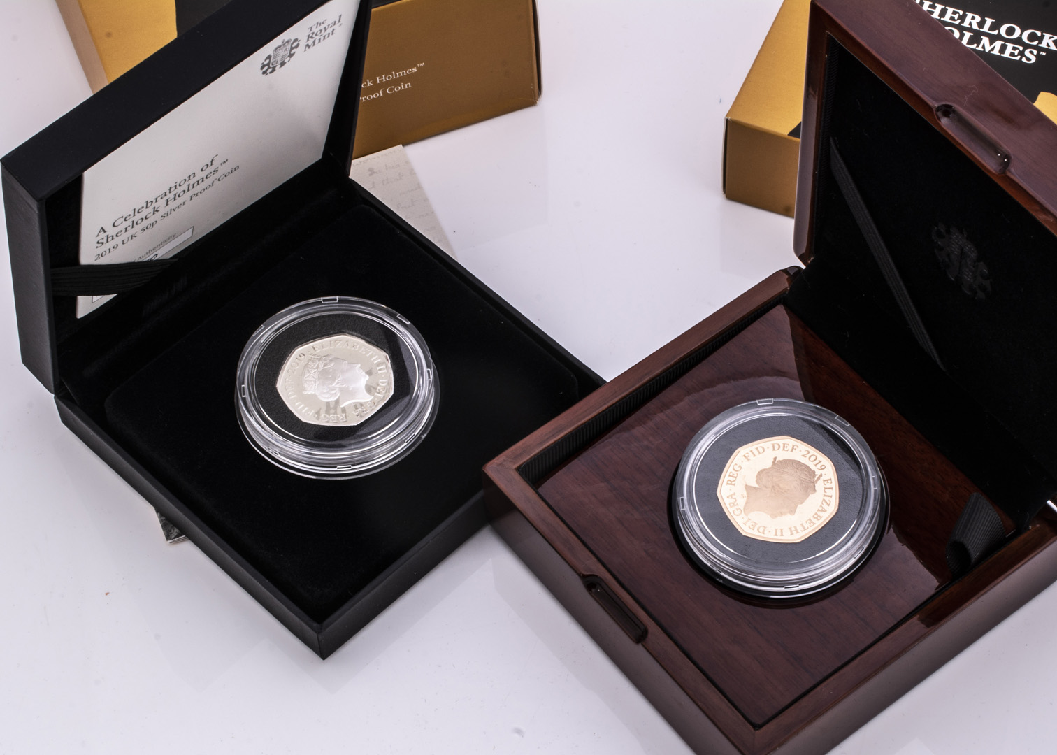 Two modern Royal Mint Celebration of Sherlock Holmes coins, including a 2019 UK 50p Gold Proof Coin, - Image 2 of 2