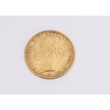 A worn George III third guinea gold coin, with applied pendant bale, 4g, together with a part of a