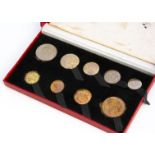 A Royal Mint George VI nine coin Specimen set, in red cardboard box