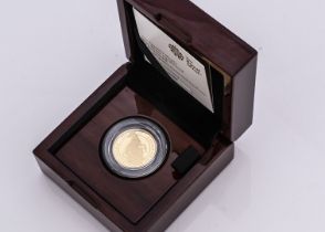 A modern Royal Mint The Queen's Beasts 2021 UK Quarter Ounce Gold Proof Coin, celebrating The