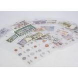 A small collection of World coins and bank notes, from the second half of the 20th century in