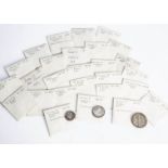 A small collection of British coins, sorted into small envelopes with coins from William III up to