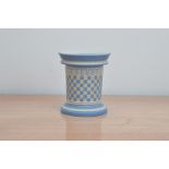 A 20th century limited edition Wedgwood Jasperware tricolour diced flower vase, impressed no. 140