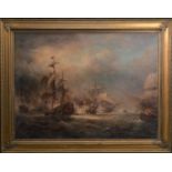 Early 20th Century English school, a pair of oil on canvas Marine paintings depicting the Battle