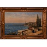George Edwards Hering (British, 1805-1879), oil on canvas, Mediterranean coastal scene, signed