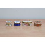 Four enamel boxes, comprising, Crummles, Halcyon Days, Limoges and Chinese examples (4)