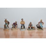 Five Royal Doulton Bisque ceramic figurines, comprising, Viking H.N. 2375, Beachcomber H.N. 2487,