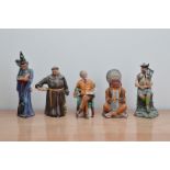 Five Royal Doulton ceramic figurines, comprising, The Wizard H.N. 2877, The Jovial Monk H.N. 2144,