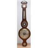 A late 19th century Rosewood Barometer, the swan neck pediment above a silvered hygrometer,