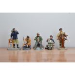 Five Nautical themed Royal Doulton ceramic figurines, comprising, All Aboard H.N. 2940, Sailor's
