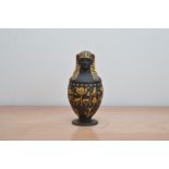 A Wedgwood Gilded Black Canopic vase, limited edition no. 11 of 50 marked to the base in gold, black