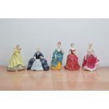 Five Royal Doulton ceramic figurines, comprising, Paula H.N. 2906, Laurianne H.N. 2719, Olga H.N.