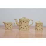 A 20th century Wedgwood primrose bamboo tea set, comprising a teapot with lid, sugar bowl with lid