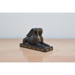 A Wedgwood Gilded Black Basalt Sphinx, limited edition no. 28 of 100, black with gilt design,