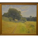 Edvard Sarvig (20th century), A track through a wooded landscape, oil on canvas, dated and