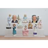 Ten Royal Doulton ceramic figurines, including, Novelty Jugs of John Doulton D. 6656 and Sir Henry