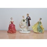 Three Royal Doulton ceramic figurines, comprising, Young Love H.N. 2735, Innocence H.N. 2842 and