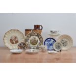 A collection of 19th and 20th century English ceramics, to include a damaged Doulton Lambeth