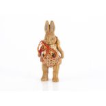 A Hertwig all-bisque jointed boy rabbit doll, painted brown, pin-jointed at shoulders and hips and