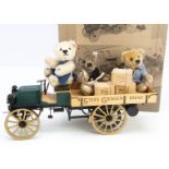 A Steiff limited edition Delivery Cart with Teddy Bears, 730 of 1200, three jointed teddy bears