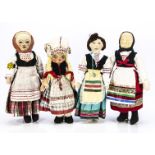 Four Important Polish Bergen-Belsen Concentration Camp 1945 Liberation Red Cross cloth dolls, a