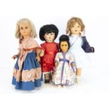 Four Italian hard plastic dolls, a Fata (Italian) hard plastic Chinese doll with dark complexion,