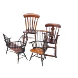 Four reproduction antique teddy bear chairs, a Windsor country style rocking chair --17¼in. (