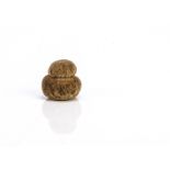 A 19th century velvet cottage loaf pin cushion, sand filled —1¼in. (3cm.) high