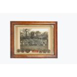 A large group photograph of a British Boy Scout troop circa 1914, in original wooden frame with a