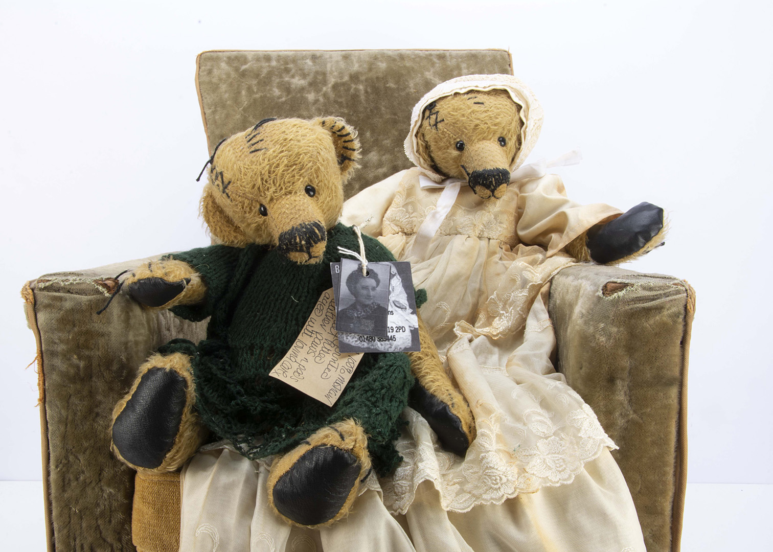 A Bears of Grace Nacy artist teddy bear from the Out of the Attic Christening Collection, with
