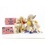 Merrythought post-war animals, a white velvet and wool plush begging poodle with card tag --12in. (