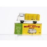 A Miltan/Milton Mini Auto Cars No.832 Commer Fruit Carrier, white cab, yellow plastic stake body,