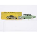 A CIJ Ref No.3/15 Chrysler Windsor, mid-green body, dark green roof, plated yellow plastic hubs,