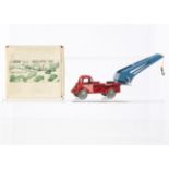 A River Series Forward Control Crane, red body, bare metal wheels, blue crane, in original box, G-