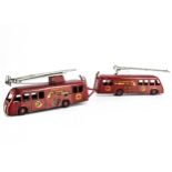 CIJ Ref No.10/39 Renault ZPDF 1938 Fire Engine, two tinplate clockwork fire engines, both red