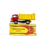 A CIJ Ref No.4/80 Saviem LRS Tipper Truck, red cab, black chassis, yellow tipper, grey plastic hubs,