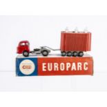 A CIJ Europarc Ref No.4/72 Saviem JL20 Transformer Transporter, red cab, grey chassis, red plastic