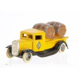 A CIJ Ref No.2/6/2 Flour & Plaster Renault Flat Truck With Casks, yellow body, silver grille, '