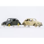 CIJ Ref No.3/10 Volkswagen 1200, two examples, 1953 metallic dark green body, yellow plastic hubs,