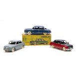 CIJ Ref No.3/54 & 3/54T Panhard Dyna Z, three examples, two 3/54, dark blue body, plated yellow