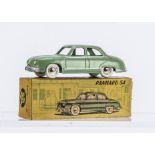 A CIJ Ref No.3/54 Panhard Dyna Z 1954, pale green body, plated yellow plastic hubs, in original box,