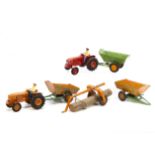 CIJ Farm Equipment, Ref No.3/33 Renault E 30 Tractor (2), one red, one orange, Tipper Trailer (3),