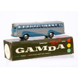 A Gamda Transport Toys Series Egged Worldmaster Bus, grey/blue body, blue base, route 121,