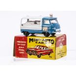 A Milton Mini Auto Cars No.825 Commer Milk Van, blue cab, white back, plastic bottle load, black