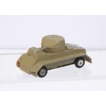 A Gamda Transport Toys Series Armoured Car, khaki body, spun hubs, plastic base with Sabra,