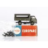 A CIJ Europarc Ref No.4/74 Saviem S7 Military Troop Transport Truck, khaki green body and tilt,