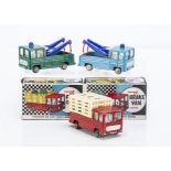 Maxwell Toys No.538 Brake Service Van, two examples, green, light blue, in original No.537 boxes,