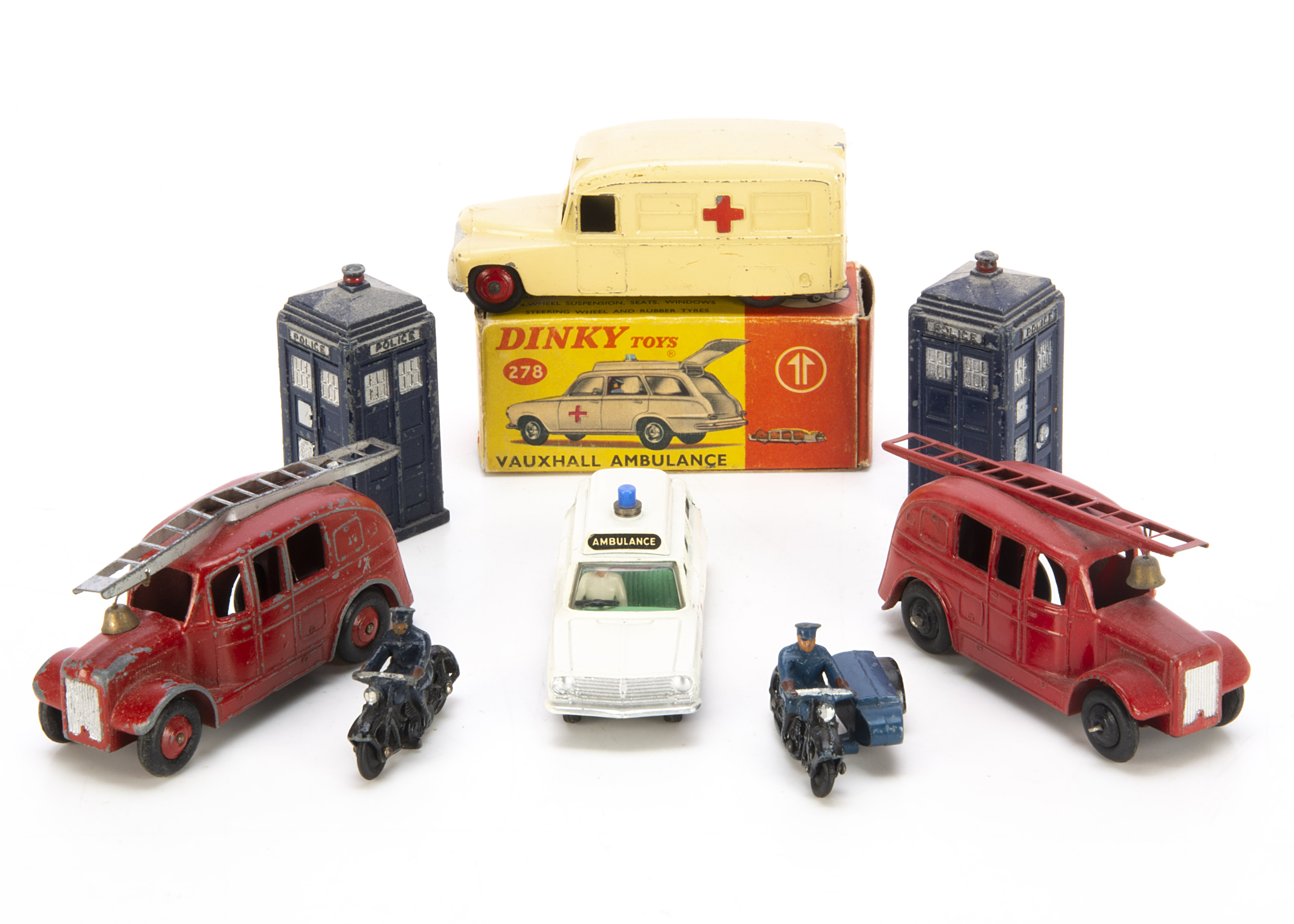 Dinky Toy Emergency Service Vehicles, 278 Vauxhall Ambulance, with patient, in original box, loose