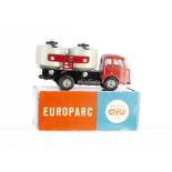 A CIJ Europarc Ref No.4/73 Saviem JL20 Cement Transport Truck, red cab, black chassis, grey
